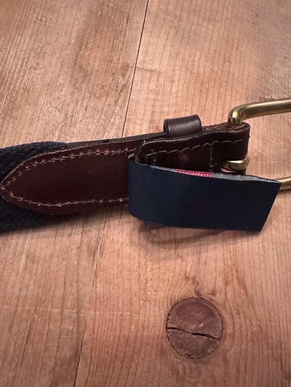 Vineyard Vines Canvas Club Woven Belt Unisex 24 Pink Whale Print Brown Leather